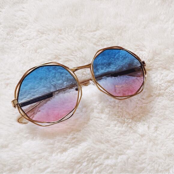 Seraphina Blue & Pink Geometric Sunglasses - Picture 2 of 11